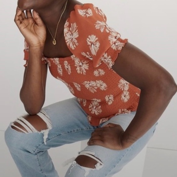 Madewell Womens Georgette Lucie Smocked Top Size 2X Puff
Sleeve Floral Rust NWOT - Picture 8 of 8